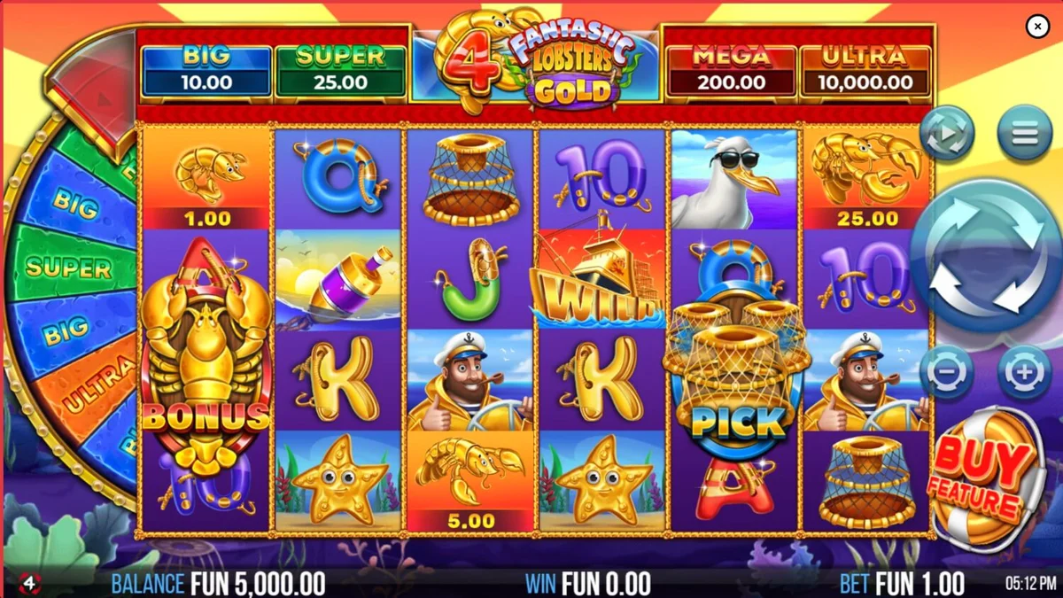 Interface visual colorida e subaquática do slot 4 Fantastic Lobsters Gold